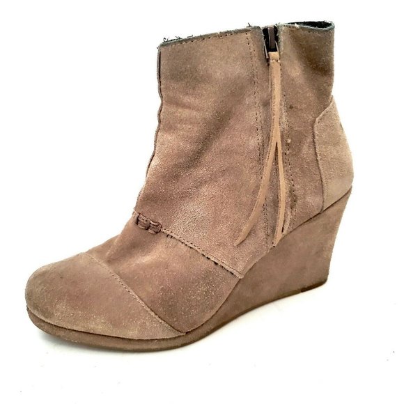 toms tan wedge booties